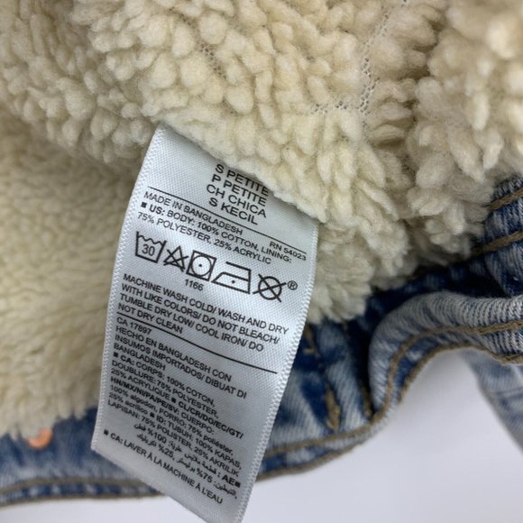 Old Navy Denim Jacket Sherpa Lined Button Light Blue Jean - Picture 4 of 11